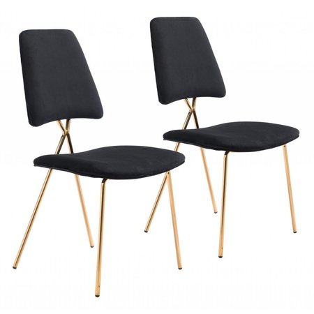 HOMEROOTS 35.8 x 19.7 x 21.9 in. Black & Gold Modern X Dining Chairs 394754